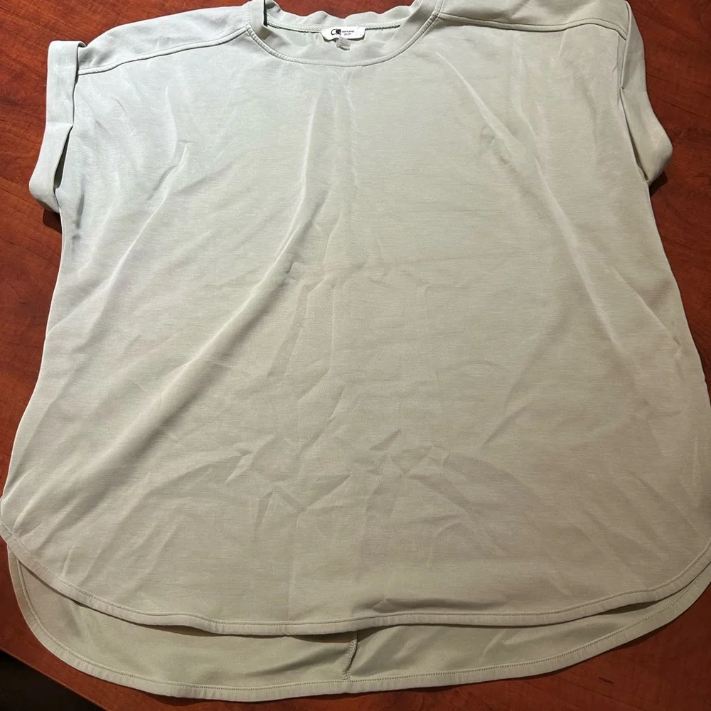 Cable & Gauge Sleeveless Oversized Gray Cream Tee - Picture 1 of 3